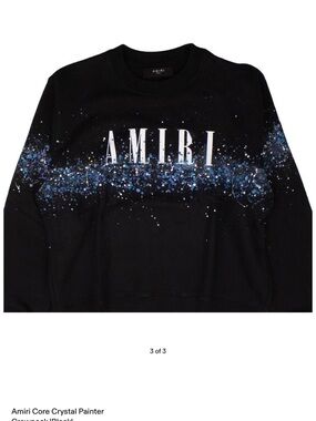 AMIRI Black Crewneck with Blue Crystal Painter Band